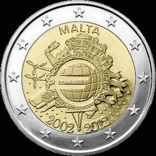 Malta 2 euro 2012 10 jaar euro UNC